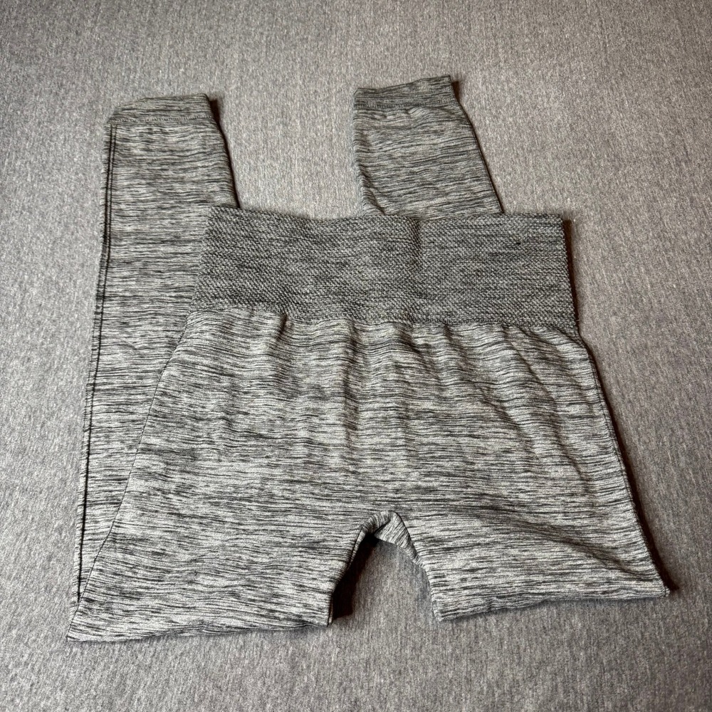 ONESONE Womens XL 1X Plus‎ Size Seamless Marled Grey Leggings Activewear